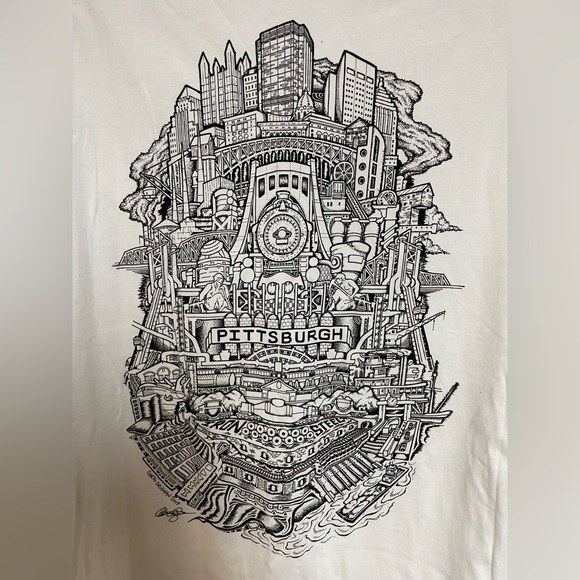 Pittsburgh Themed Local Artist Baseball Style T-Shirt - Picture 2 of 6